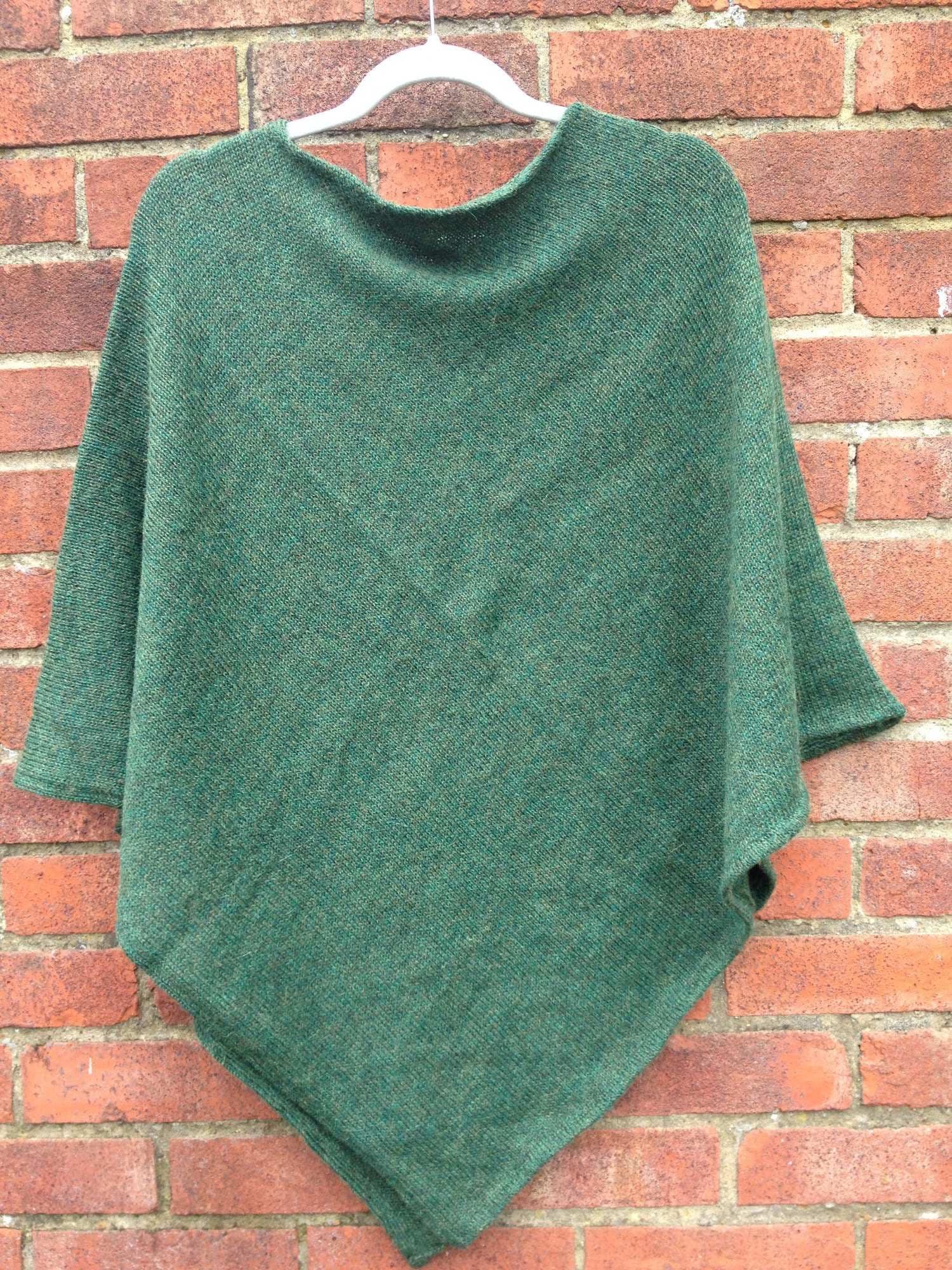 100% Alpaca Poncho, knitted wool, loose fit warm wrap, woollen shawl, winter knit, travel cloak, plastic free, ethical gift for women