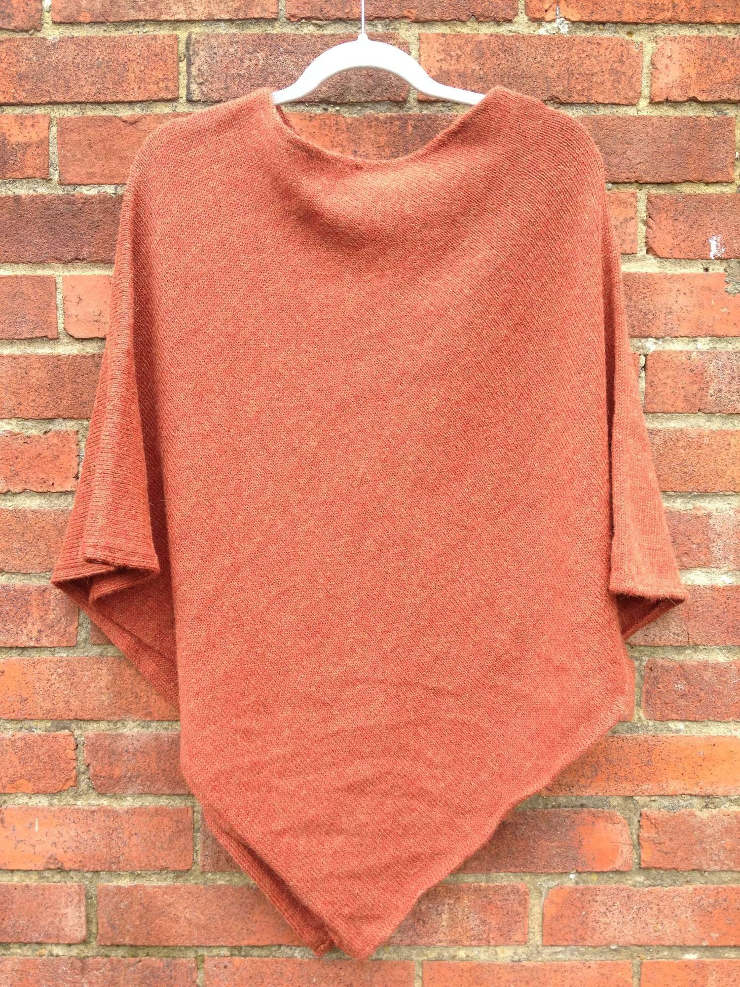 100% Alpaca Poncho, knitted wool, loose fit warm wrap, woollen shawl, winter knit, travel cloak, plastic free, eco gift, ethical, for women