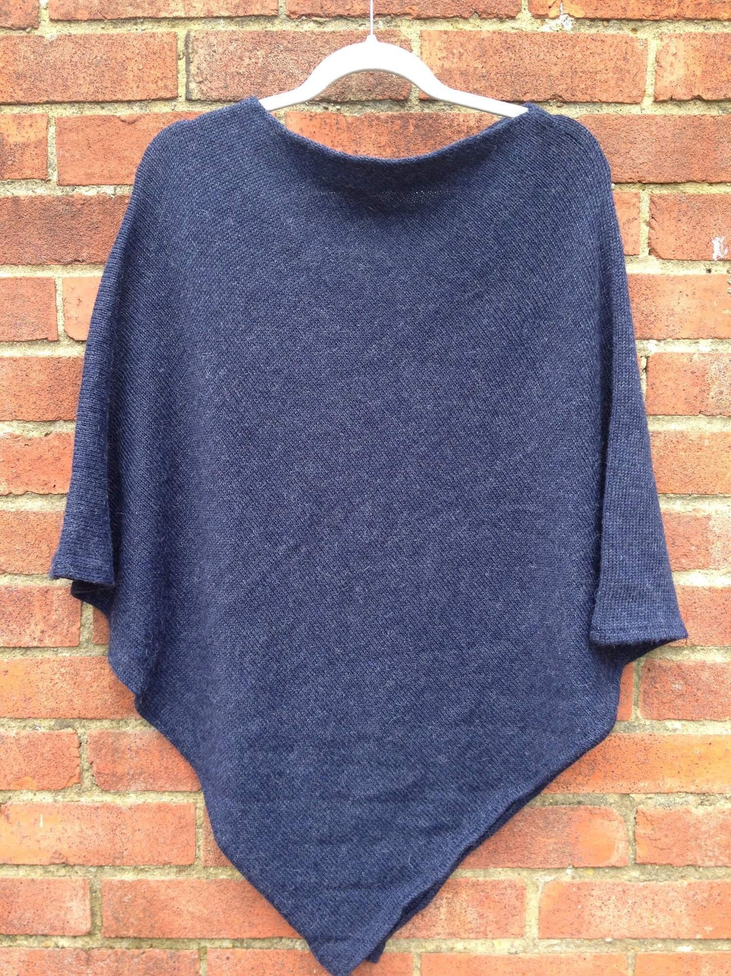 Poncho Alpaca Wool, Blue, 100% Alpaca knitted, Warm, Ethical Knit Wrap, Cloak, Luxury gift, Breastfeeding Maternity top, Eco, Plastic Free