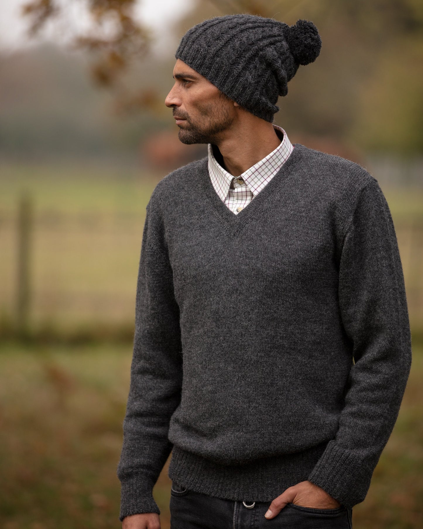 V-neck jersey 100% alpaca wool, knitted v neck warm sweater, woollen knit pullover alpaca fibre, natural fibres, plastic free jumper for men