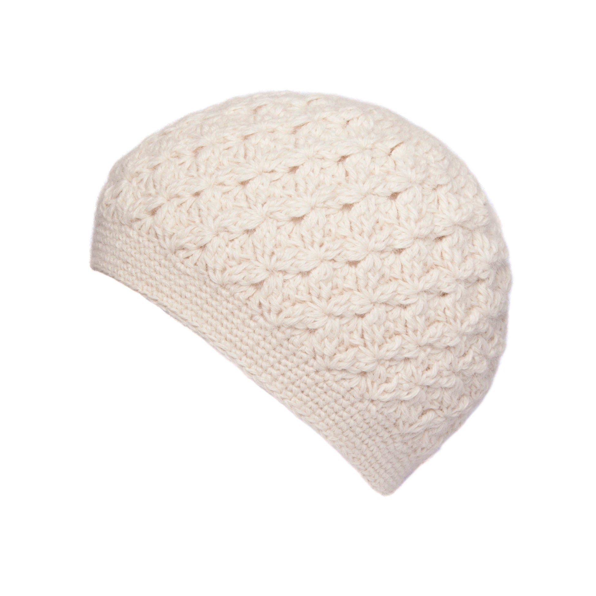 100% Alpaca Crochet Beanie Hat, Cream. Hand crocheted alpaca wool beret, knit tam, skullcap, Ethical, Soft, Warm, Natural fibre Plastic free