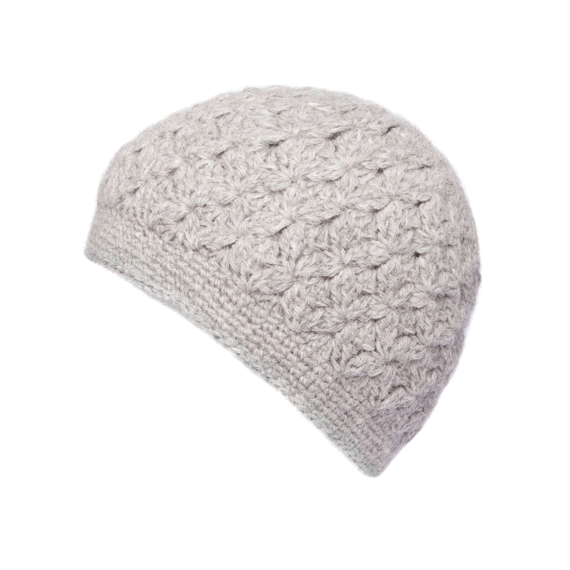 100% Alpaca Crochet Beanie Hat, Cream. Hand crocheted alpaca wool beret, knit tam, skullcap, Ethical, Soft, Warm, Natural fibre Plastic free