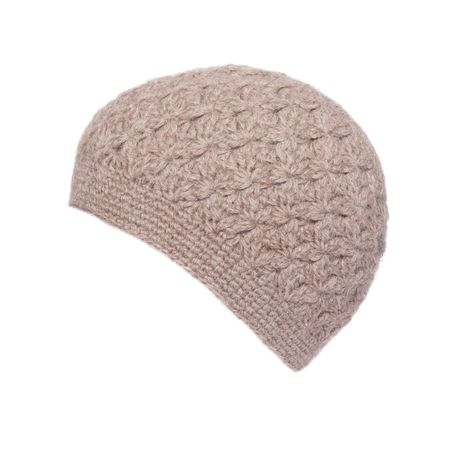 100% Alpaca Crochet Beanie Hat, Cream. Hand crocheted alpaca wool beret, knit tam, skullcap, Ethical, Soft, Warm, Natural fibre Plastic free
