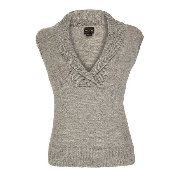 Vest, women's wool knit, 100% Alpaca fibre, Sleeveless jumper sweater, woollen pullover, fair trade, ethical, knitted top. PLASTIC FREE