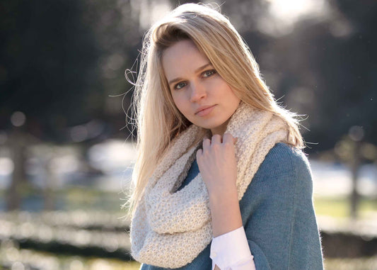 Snood Scarf, Alpaca Wool, Infinity Circular Scarf, Hand Knitted Soft, Warm Chunky knit winter, natural fibre, fair trade, eco friendly