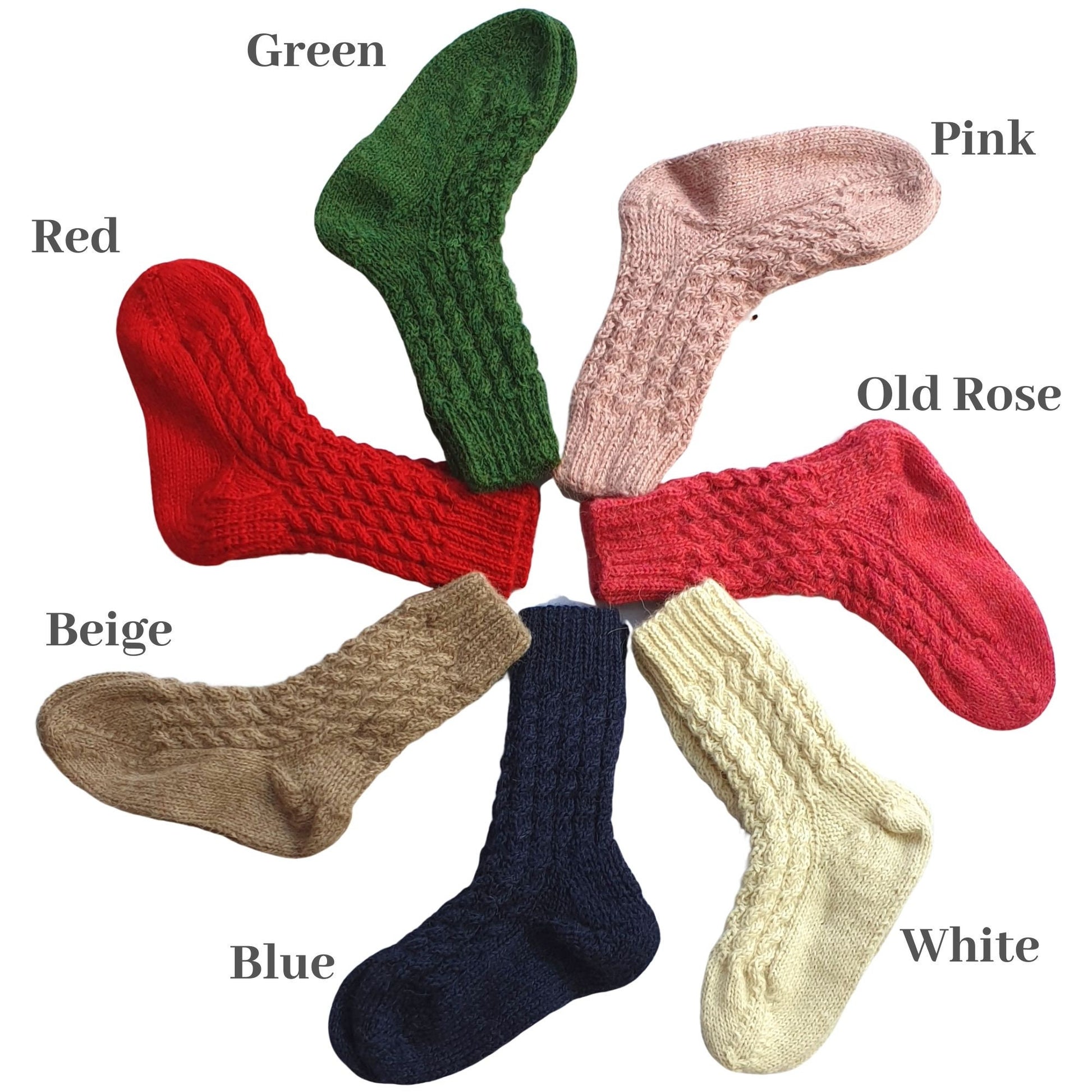 Alpaca Socks Knit Wool, Hand Knitted, 100% Alpaca Winter Socks, Cosy, thick chunky knit. Ethical, fair trade and eco friendly. Plastic free