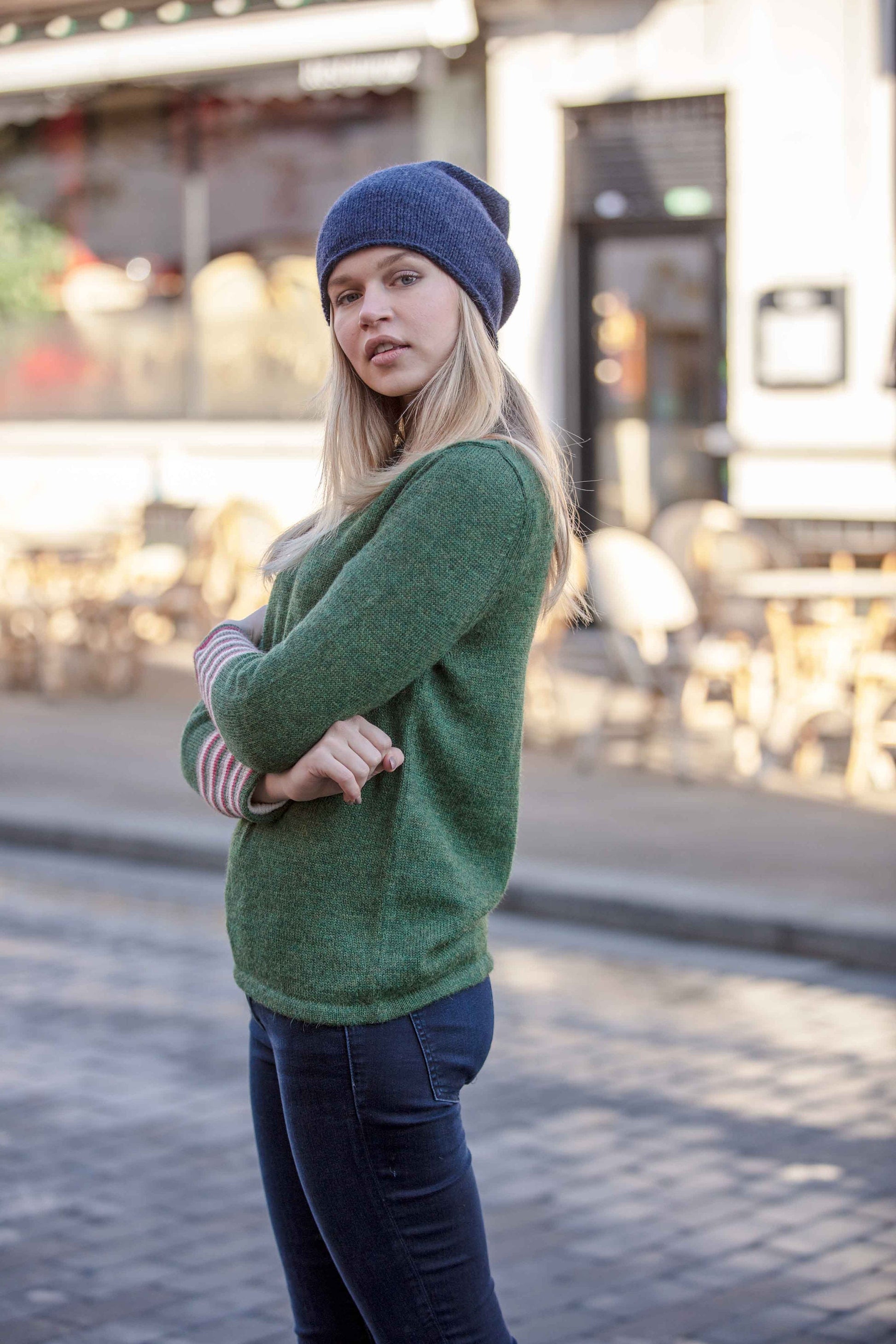 100% Alpaca Wool Slouchy Beanie Hat, Hand knitted, Baggy Slouch Toque, Warm winter woolly, Loose knit tam, ethical, plastic free, fair trade