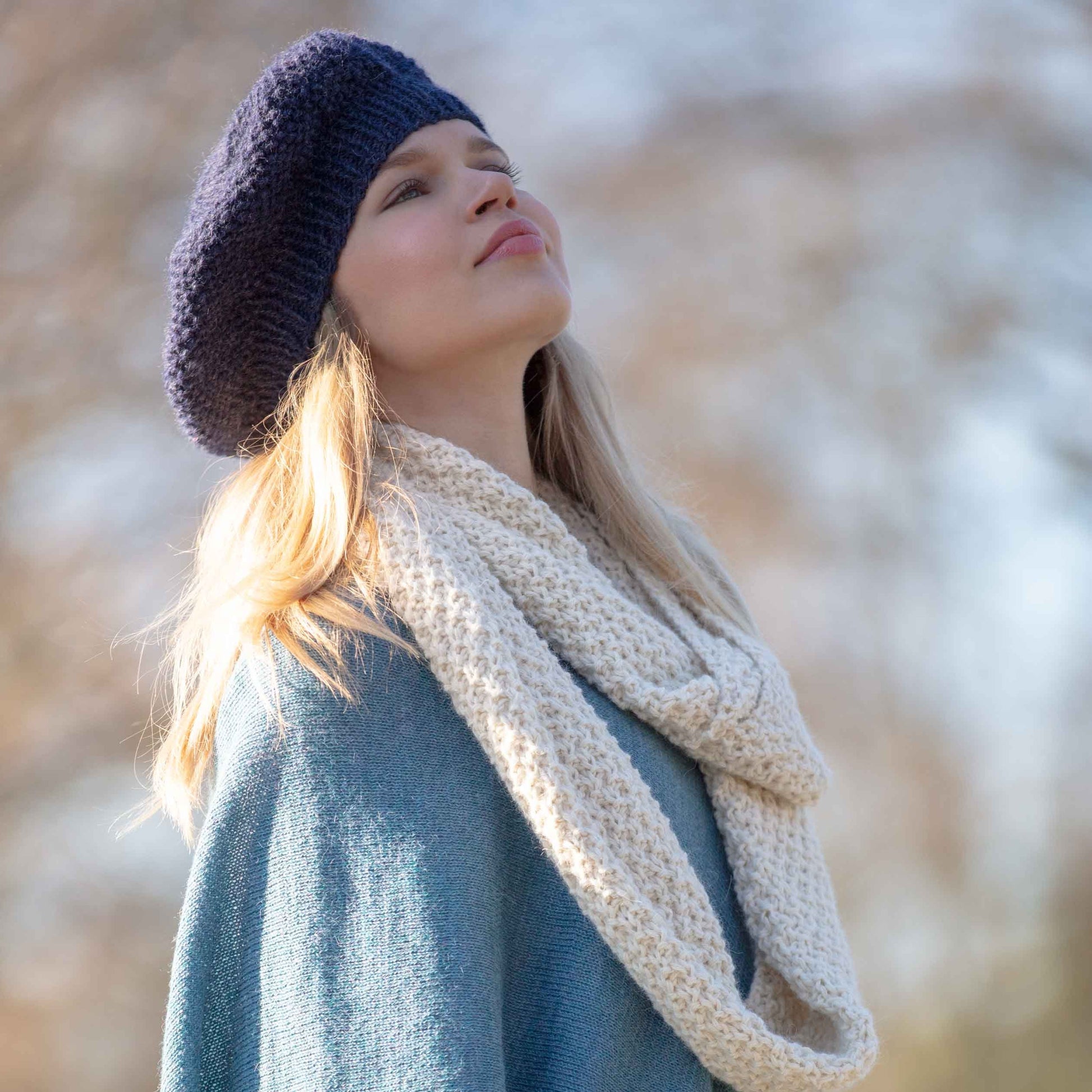 Beret, 100% Alpaca, hand knitted, soft wool, warm winter tam, ethical baggy slouch knit beanie hat, plastic free, women's beret, fair trade