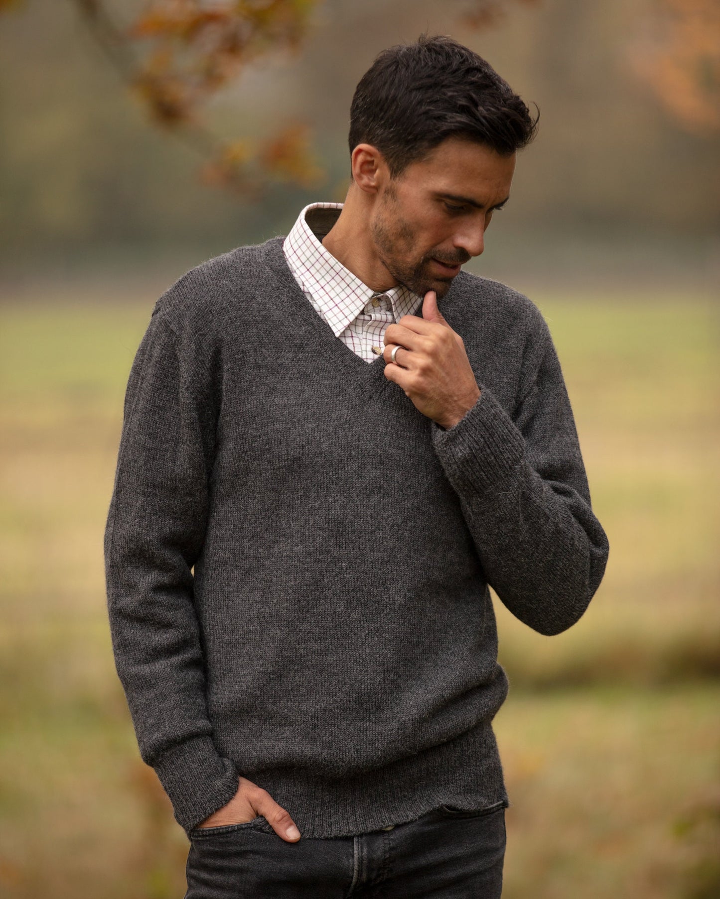 Men's jumper V-neck alpaca wool knitted v neck warm sweater woollen knit pullover 100% alpaca fibre, natural fibres, plastic free jersey