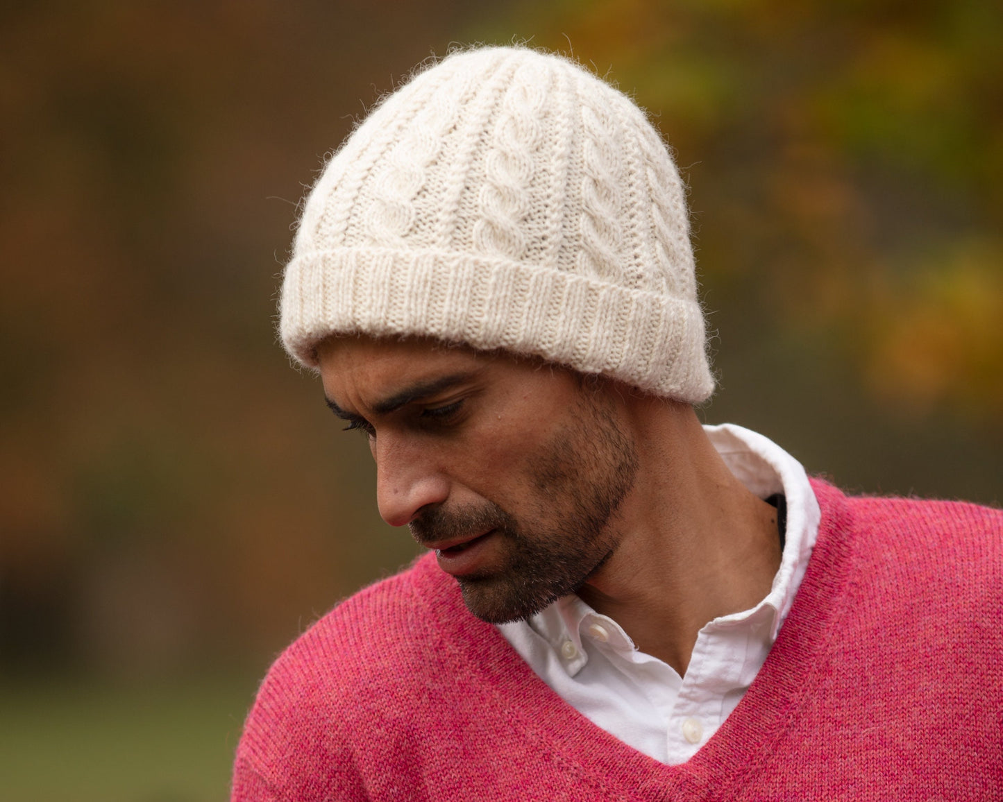 Men's beanie hat, cable knit, 100% alpaca wool, hand knitted toque, natural fibres, plastic free cap, warm winter slouchy hat, eco gift man