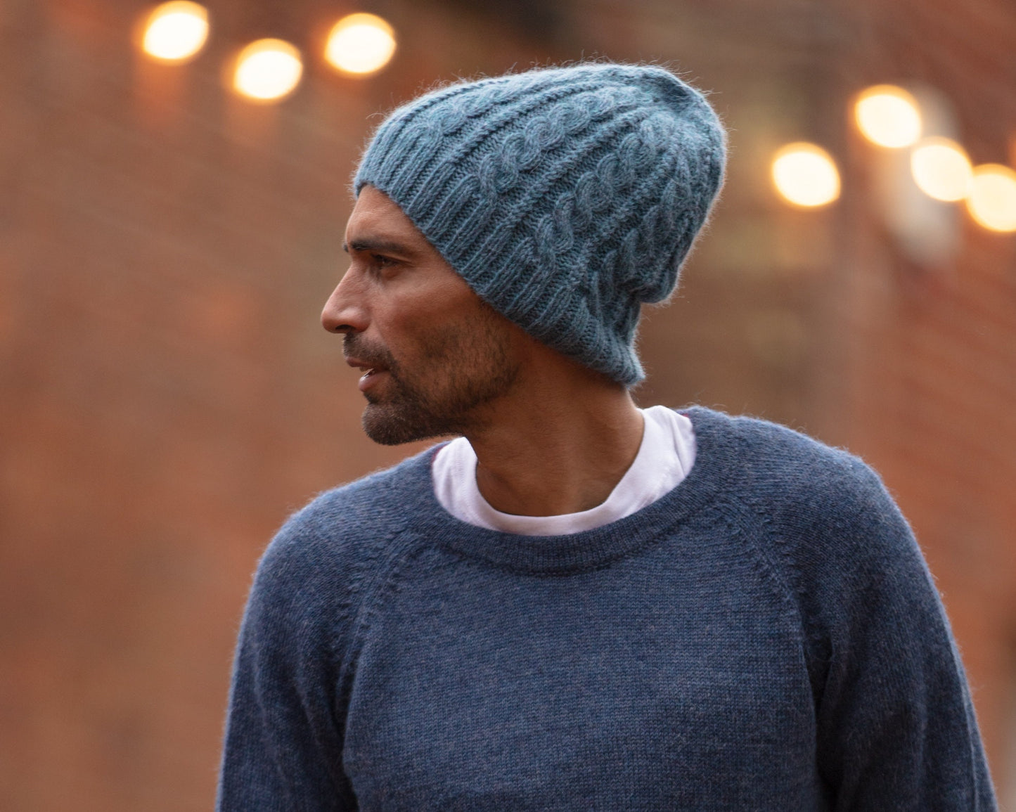 Men's beanie hat, cable knit, 100% alpaca wool, hand knitted toque, natural fibres, plastic free cap, warm winter slouchy hat, eco gift man
