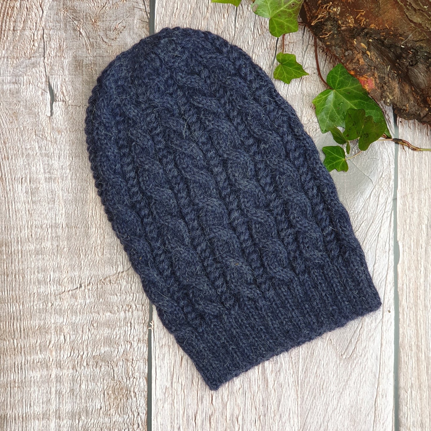 Men's beanie hat, cable knit, 100% alpaca wool, hand knitted toque, natural fibres, plastic free cap, warm winter slouchy hat, eco gift man