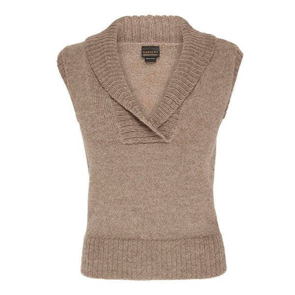 Vest, women's wool knit, 100% Alpaca fibre, Sleeveless jumper sweater, woollen pullover, fair trade, ethical, knitted top. PLASTIC FREE