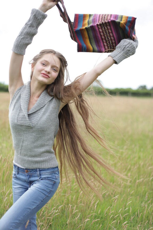 100% Alpaca Vest, Sleeveless knit wool jumper for woman, sweater, woollen pullover, fair trade, ethical, knitted top. PLASTIC FREE.