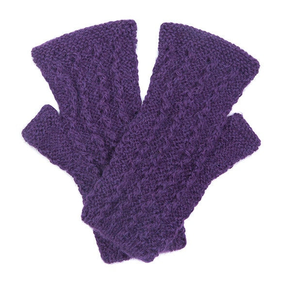 100% Alpaca Fingerless Mittens, Gloves, Wristwarmers, Hand knitted, Soft, Warm, Ethical, Fair Trade gift